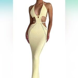 Knitted Yellow cut out dress